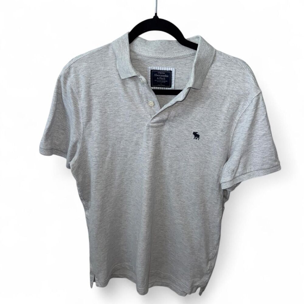 Abercrombie & Fitch Men's Large Short Sleeve Stretch Polo Shirt Heather Gray